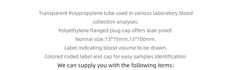 High Quality Various Colorful Sample Blood Test Tube Vacuum Blood Collection Tubes