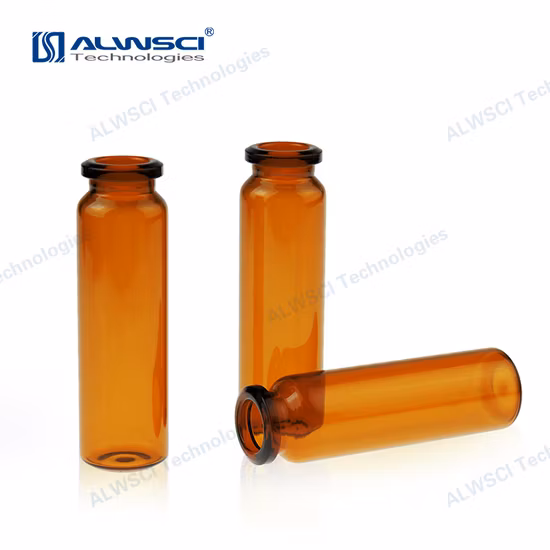 Alwsci 6ml ND20 Clear Crimp Headspace Gc Vial de vidrio para análisis de cromatografía