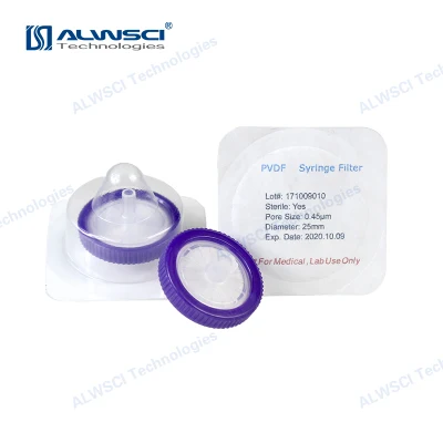 Filtros de jeringa de laboratorio de membrana hidrofílica PVDF estéril de 33 mm Labfil